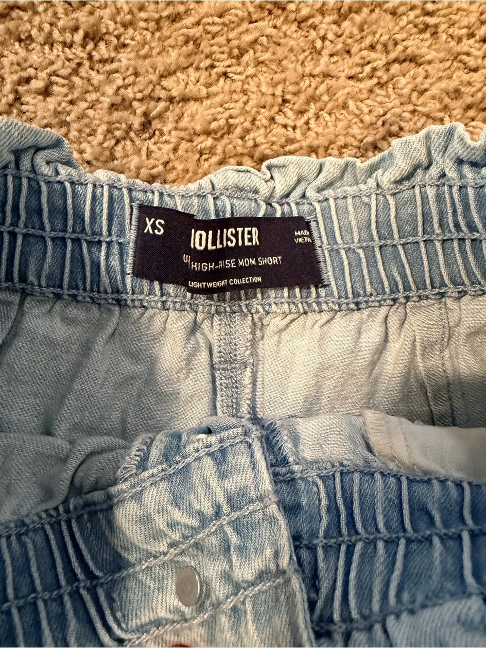 Light Wash Pull On Denim Shorts
